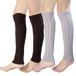 Fireflyhome 2 Pack of Womens Cable Knit Leg Warmers Knitted Croc