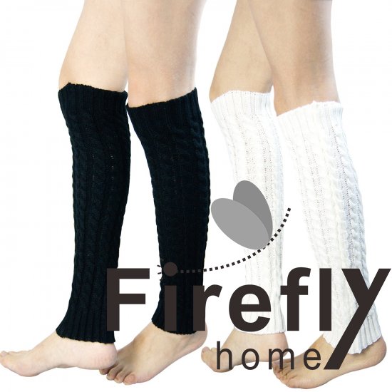 Fireflyhome 2 Pack of Womens Cable Knit Leg Warmers Knitted Croc - Click Image to Close